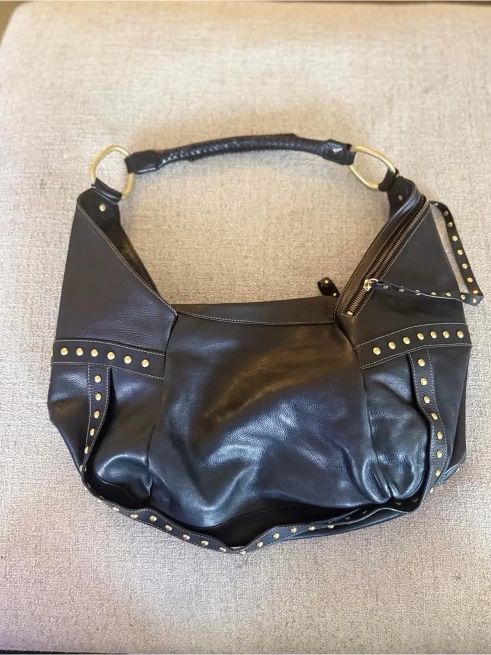 Kenneth Cole Navy Studded Leather Hobo